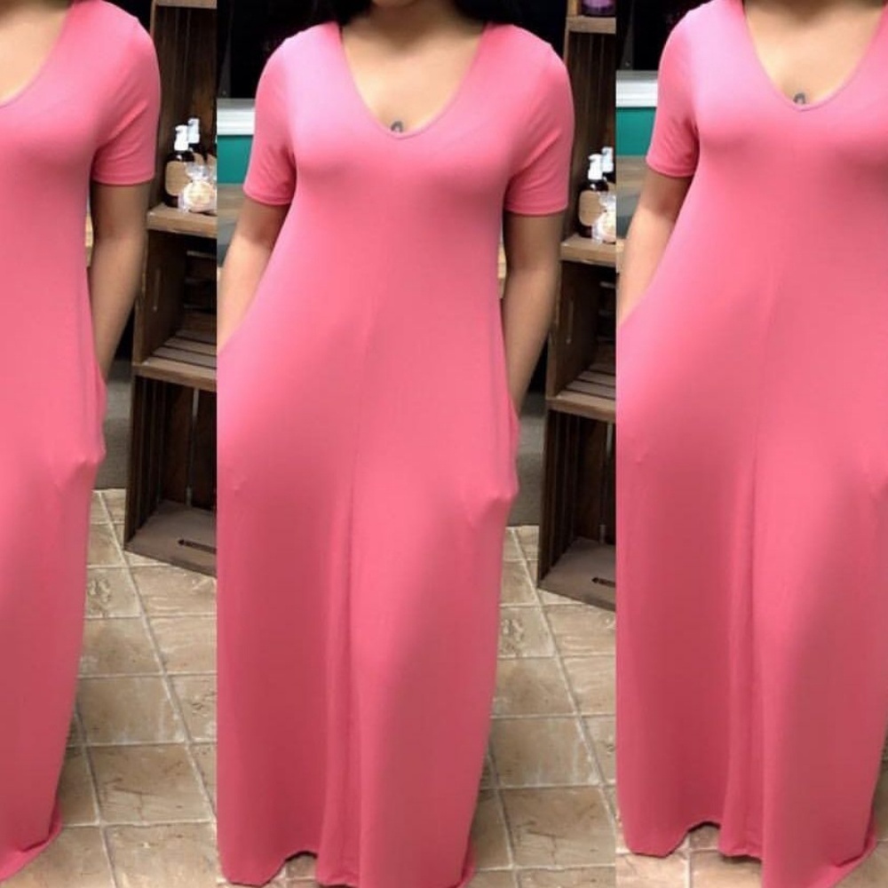 Pink Maxi Dress with Pockets